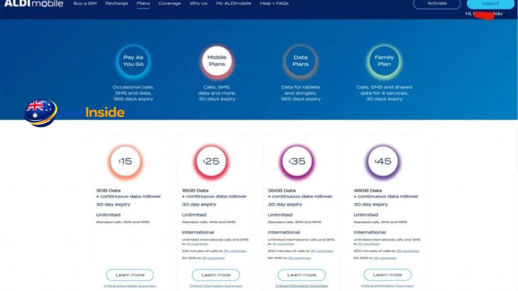 Aldi Mobile plans and pricing options